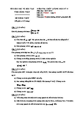 Kiểm tra chất lượng học kỳ II năm học 2014-2015 môn thi Toán - lớp 8